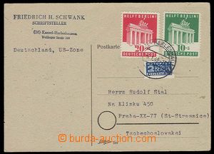 28122 - 1949 US ZONE  postcard franked surtax stmp Mi.101-02 + imper