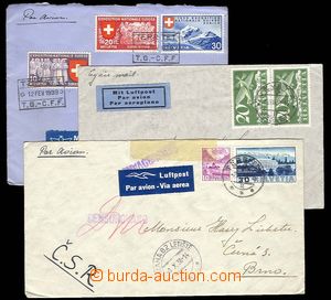 28164 - 1938-39 3ks leteckých dopisů do ČSR, 2x tranzitní a př