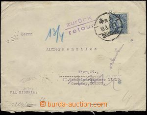 28175 - 1941 letter sent from Shanghai to Vienna 13.3.41, on reverse