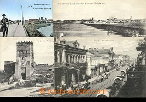 28227 - 1916 LUCK - sestava 4ks pohlednic, Hauptstrasse, pevnost, Kr