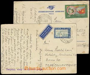 28277 - 1959-60 2 pcs of Ppc sent by air mail to Czechoslovakia, 1x 