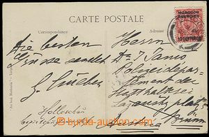 28281 - 1912 postcard Tangeru franked with. Brit. stamp. with overpr