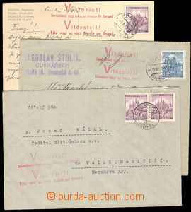 28380 - 1941 3 pcs of entires with nice print propagandistic cancel.