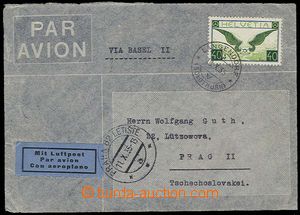 28409 - 1935 letecký dopis zaslaný do ČSR, vyfr. let. zn. 40c, Mi