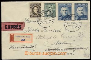 28472 - 1940 Registered and Express letter to Sweden (!), with Alb.3