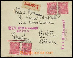 28489 - 1916 Ex-dopis zaslaný do Čech, vyfr. zn. 4x 10h FJI, DR Bo