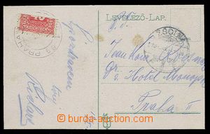 28643 - 1919 cut postcard sent unpaid to Prague, here burdened by po