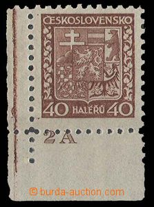 28649 - 1929 Znak, Pof.253x II, 40h rohový kus na průsvitném pap