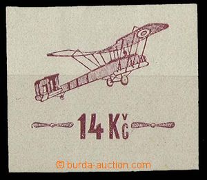 28695 - 1920 issue I  trial overprint 14CZK in/at red-brown color on
