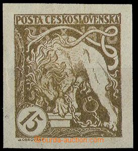 28702 - 1919 PLATE PROOF 15h in brown color on stamp paper without p