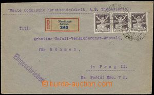 28717 - 1922 Reg letter with Pof.158 3x, CDS Hostinné/ 24.X.22, goo