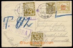 28793 - 1921 pohlednice vypl. zn. Pof.146 a Pof.SO9, neuznána - po 