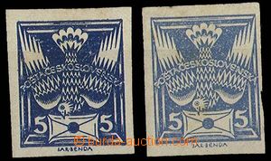28904 - 1920 Pof.143N, 2 pcs of imperforated, color blue and ultrama