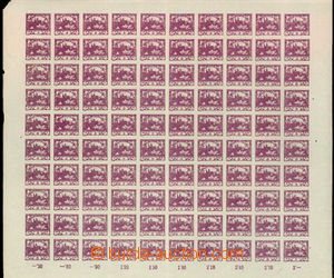 29059 -  Pof.2, 3h violet, complete 100-stamps sheet with margin and