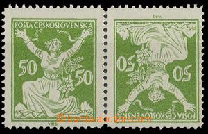 29154 - 1920 Pof.156TBa, 50h green close opposite facing pair, super