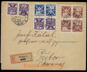 29170 - 1922 Reg letter franked with. 5 pcs of close opposite facing