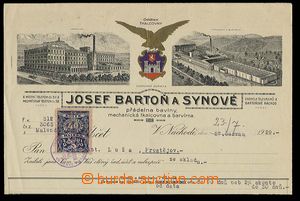 29272 - 1929 whole invoice Joseph Bartoň and sons from Náchod with