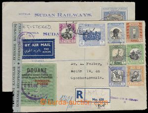 29348 - 1951-52 2ks dopisů zaslaných do ČSR, 1x s bohatou frankat