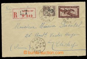 29359 - 1938 Reg letter to France, with Mi.197, 117, CDS Hanoi / Ton