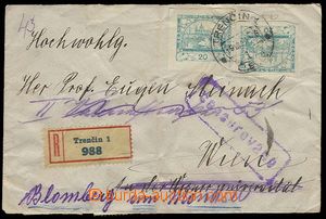 29367 - 1920 R-dopis do Vídně, pestrá frankatura (12 známek), v