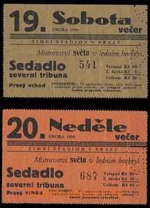 29510 - 1938 2 pcs of entrance tickets on/for World Championship in 