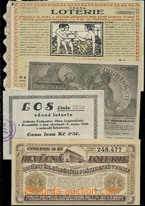 29577 - 1914-34 ČSR  sestava 9ks losů, 1x věcná lotérie spolku 