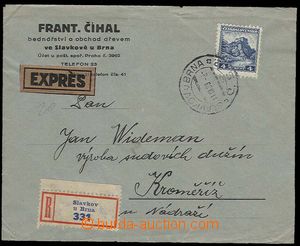 29666 - 1933 Hrady, R+Ex-dopis vyfr. zn. 266, jednoznámková franka