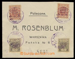 29674 - 1919 filatelistický dopis vyfr. přetiskovými zn. I. Polsk