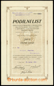 29715 - 1919 Czechoslovakia  allotment certificate co-operation inst