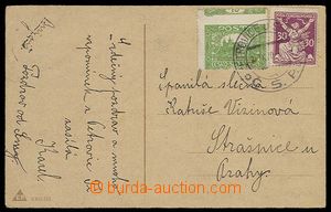 29729 - 1920 postcard with Pof.5, 153, CDS Petrovice by/on/at Sedlč