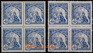 29754 - 1919 Pof.29, type. I. and II., both types as blk-of-4, mint 