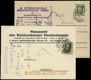 29773 - 1925-26 2 pcs of cards with additional-printing Reichenberge