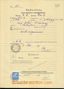 29999 - 1909 zpětné hlášení vyfr. zn. FJ 25h, Mi.147, DR Wien 1