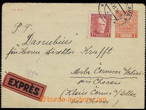 30263 - 1934 CZL2C sent as express, uprated with stamp 1CZK T. G. Ma