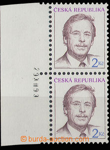 30374 - 1993 Pof.3 omitted perforation hole, Havel 2CZK, vertical pa