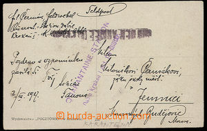 30588 - 1917 postcard with straight line postmark Quarantaine Statio