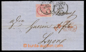 30636 - 1864 skládaný dopis zaslaný do Francie, vyfr. zn. Mi.20, 