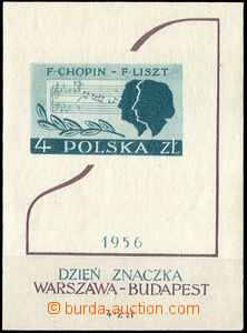 31460 - 1956 Mi.Block 19 with stamp. Mi.981, Chopin, mint never hing