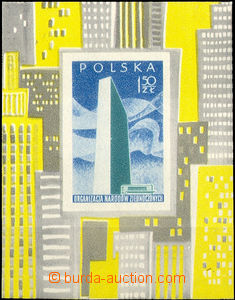 31461 - 1957 Mi.Block 20 with stamp. Mi.1001, U.N., mint never hinge