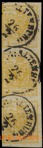 32168 - 1850 I.emise  Mi.1, svislá 3-páska 1Kr, ruční papír s p