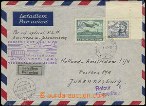 32418 - 1946 ČSR II.  Let. dopis přepravený I. letem Amsterdam - 