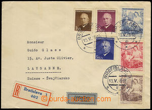 32419 - 1948 R+Let. dopis do Švýcarska, vyfr. celou sérií sletov