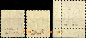 32815 - 1925 Pof.187B-189B Neotypie, průsvitky 3, 1, 2, 1x stopa po