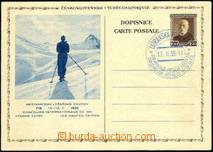 32857 - 1935 CDV57/1 skier, Un PC with special postmark Tatranská L