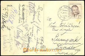 32911 - 1951 HERCI pohlednice Orlíku z natáčení filmu Plavecký 