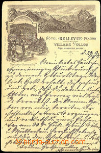 33535 - 1894 advertising postcard hotel Bellevue in Villars to Germa