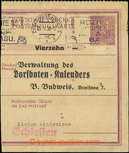 33683 - 1938 stationery CPV12B, Czech - German text,  larger part pa