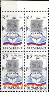 33765 - 1994 Zsf.38   120. výročí UPU, 4-blok s horním okrajem a