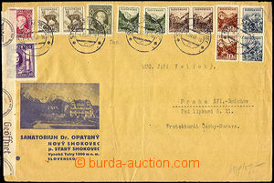 33770 - 1941 dopis většího formátu do Prahy, bohatá frankatura 