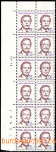33778 - 1993 Pof.3 Václav Havel, vertical blk-of-12 with L upper co